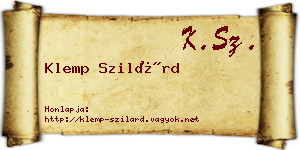 Klemp Szilárd névjegykártya